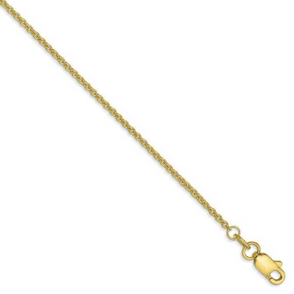 1.5mm 10k Yellow Gold Solid Cable Chain Anklet 9 Inch